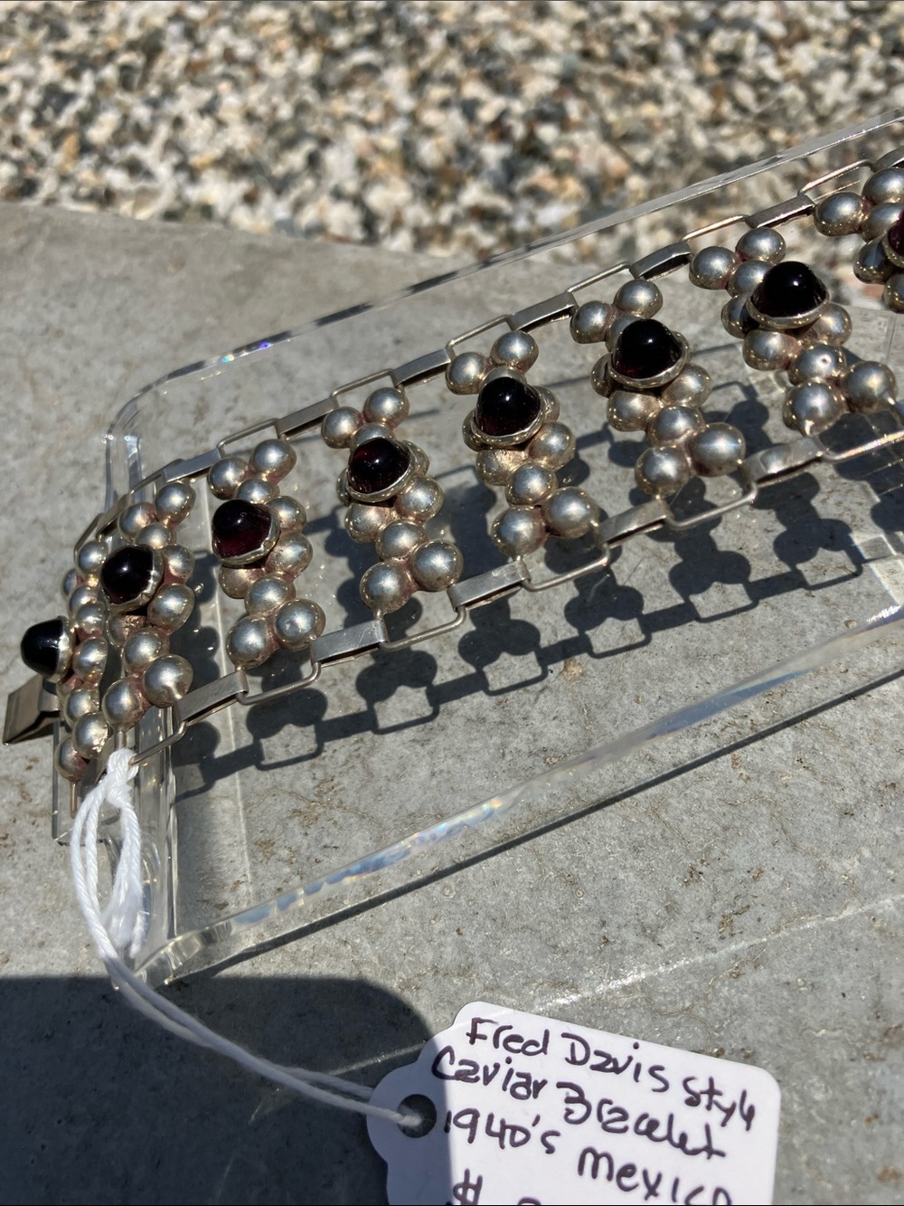RARE! Iconic Vintage Fred Davis style Mexican Silver Caviar Bracelet - Picture 4 of 12